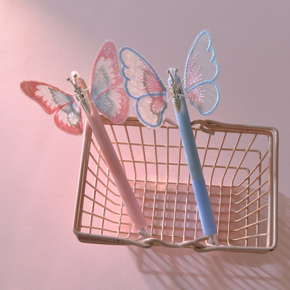 Retractable Butterfly Erasable Pen – 0.5mm Blue Ink Pink&Blue