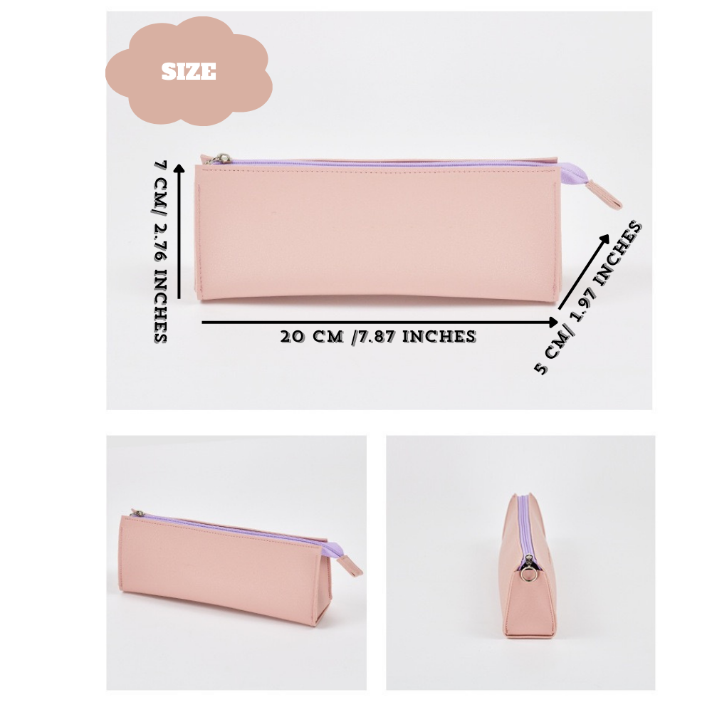 Simple PU Leather Pencil Bag – Lightweight Slim Stationery Case
