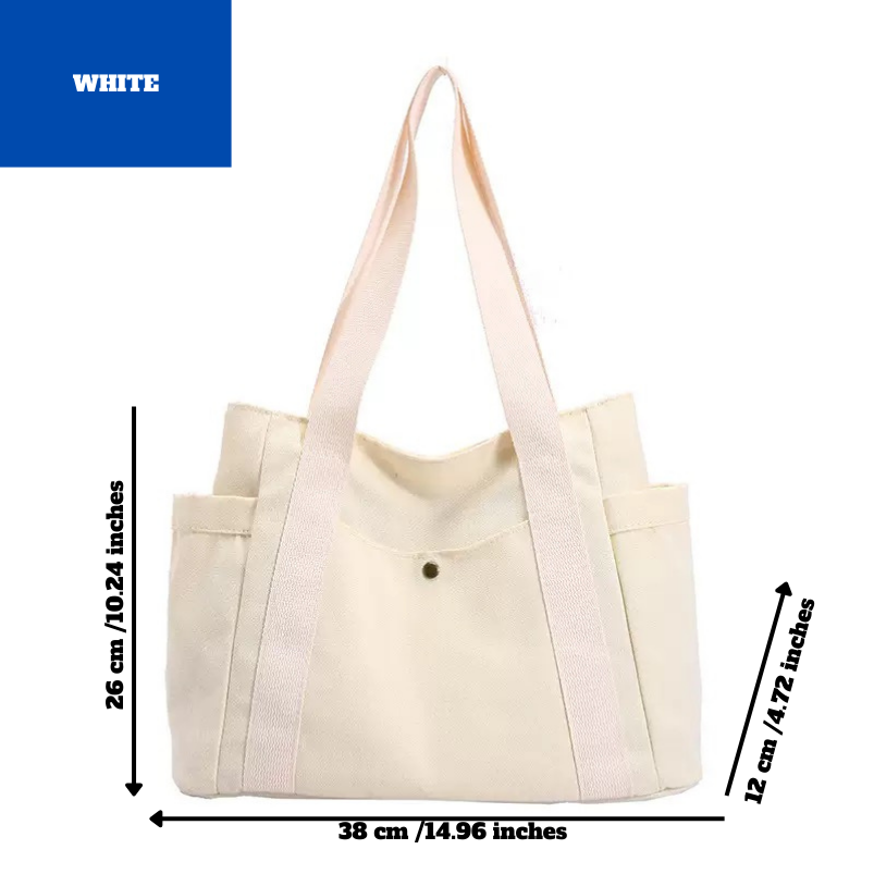Large Capacity Canvas Shoulder Tote for Daily Commute