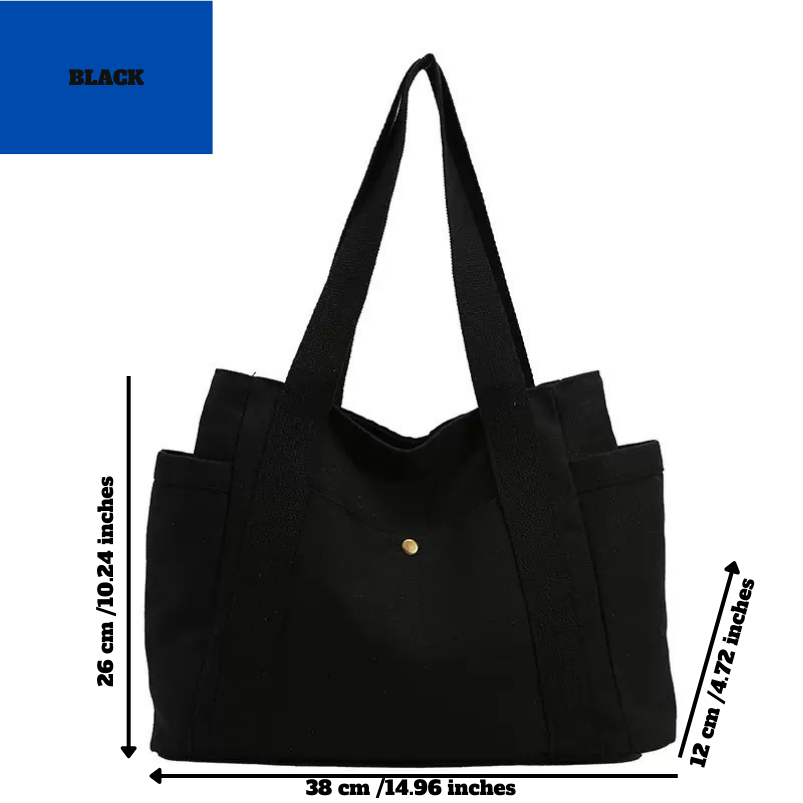 Large Capacity Canvas Shoulder Tote for Daily Commute