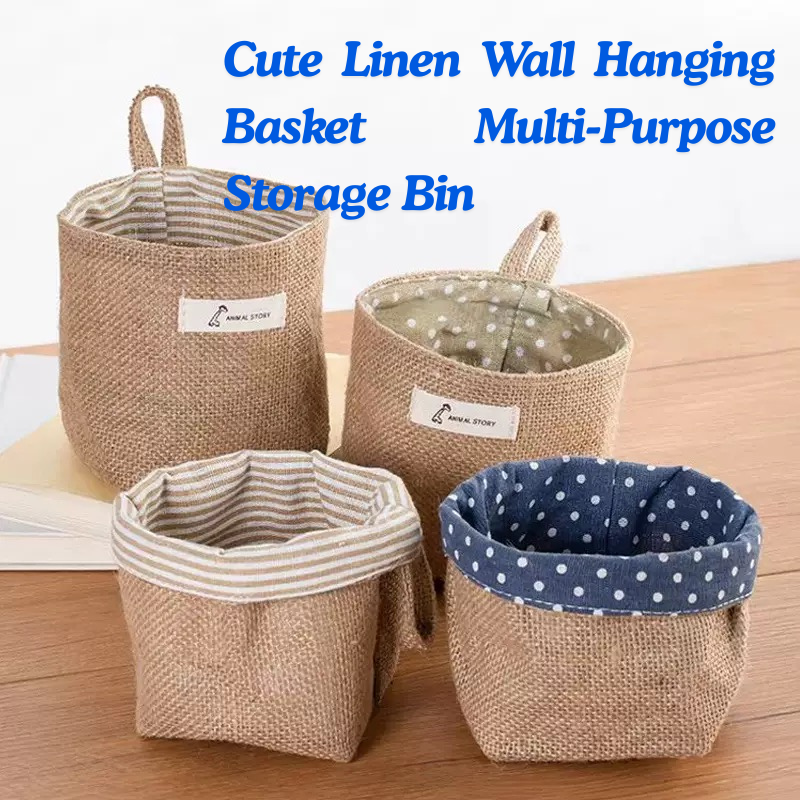 Mini Jute Hanging Storage Basket – Desktop & Wall Organizer