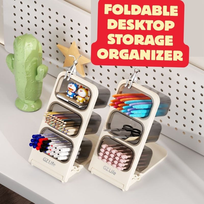 Foldable Tilted Pencil Holder – Transparent Compartments