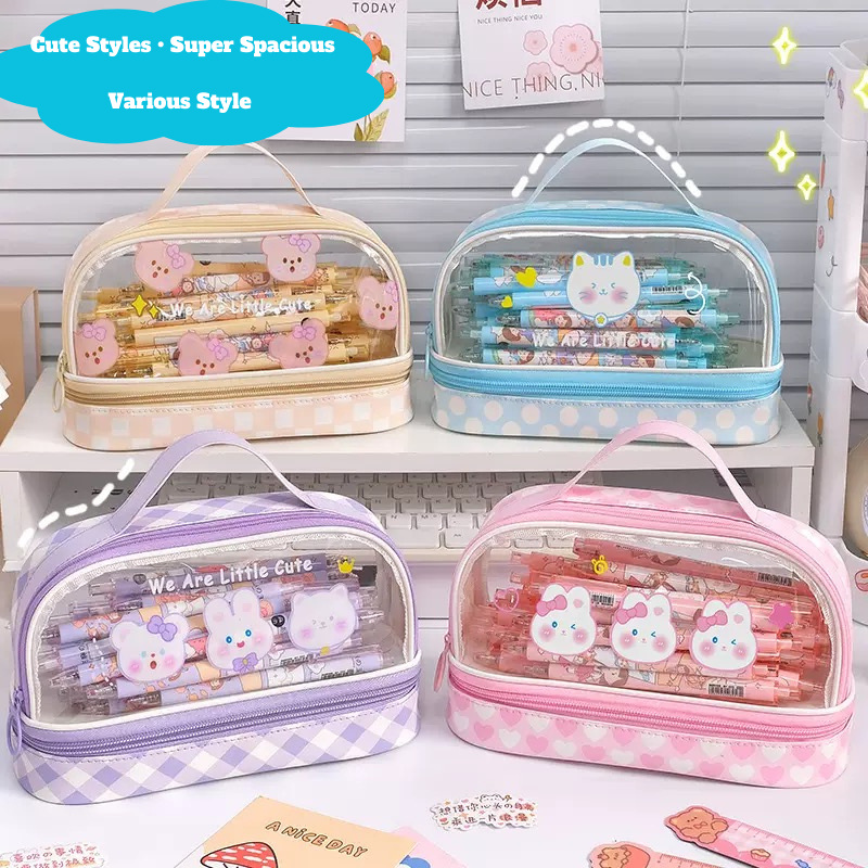 Cartoon Large-Capacity Pencil Pouch – Two-Layer Storage Organizer
