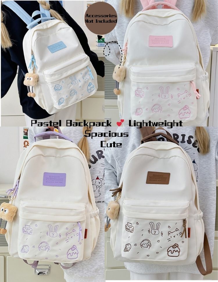 Kawaii Pastel Color Backpack – Lightweight 20-25L Macaron Style Girls’ Travel & Casual Bookbag