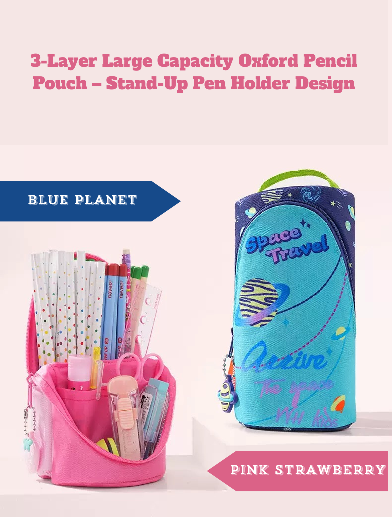 Creative Standing Pencil Case – Space-Saving Oxford Stationery Organizer