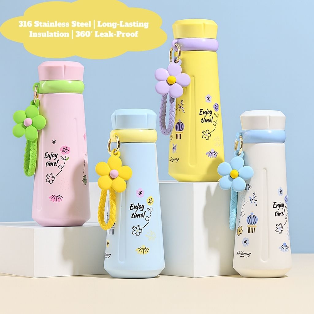 Dopamine Color Insulated Bottle – 316 Stainless Steel Portable Thermos with Strap, 430ml, Cute Gift Ideas & Outdoor Use