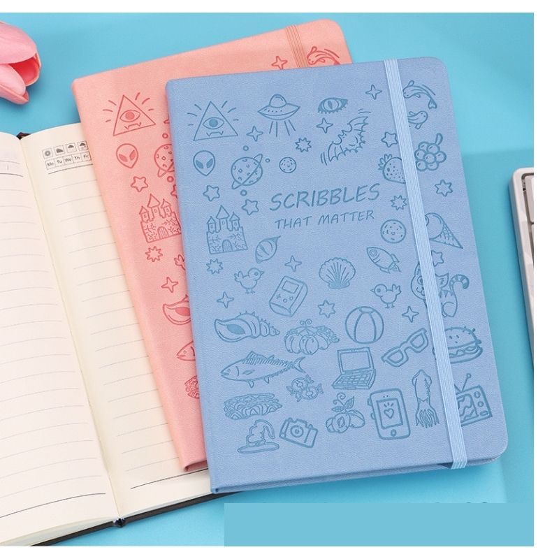 Kawaii A5 Notebook Set (3 Pack) – Cute Cartoon Hardcover Journals with Elastic Band, Ideal for School, Work & Bullet Journaling
