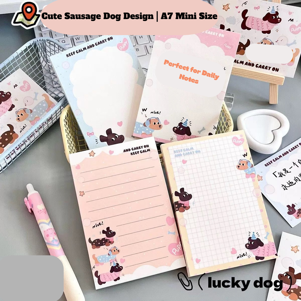 Cute Sausage Dog A7 Memo Pad Set – INS Style Mini Notebooks