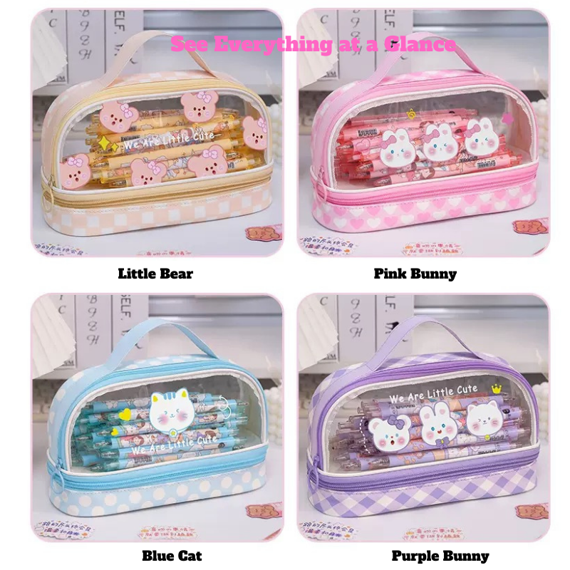 Cartoon Large-Capacity Pencil Pouch – Two-Layer Storage Organizer