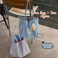 Reversible Wave Canvas Tote Bag – Large Capacity