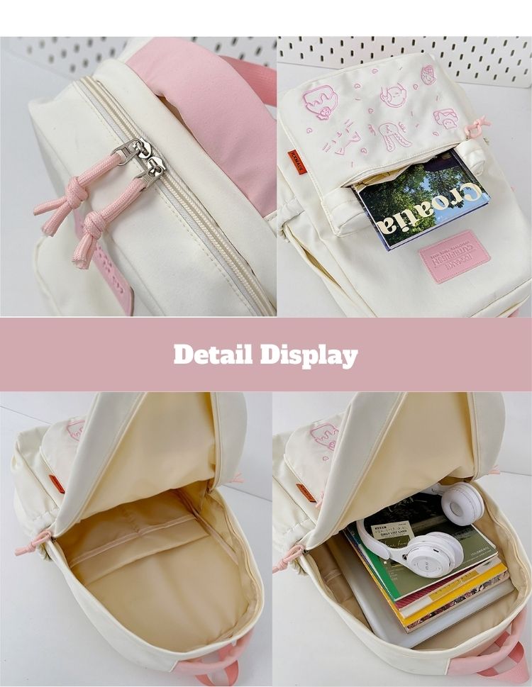 Kawaii Pastel Color Backpack – Lightweight 20-25L Macaron Style Girls’ Travel & Casual Bookbag