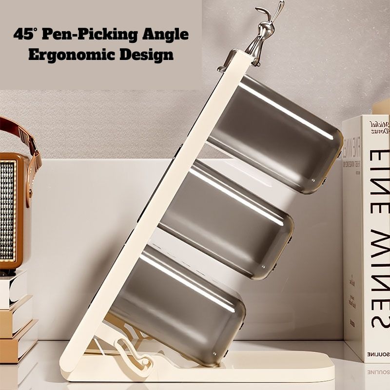 Foldable Tilted Pencil Holder – Transparent Compartments
