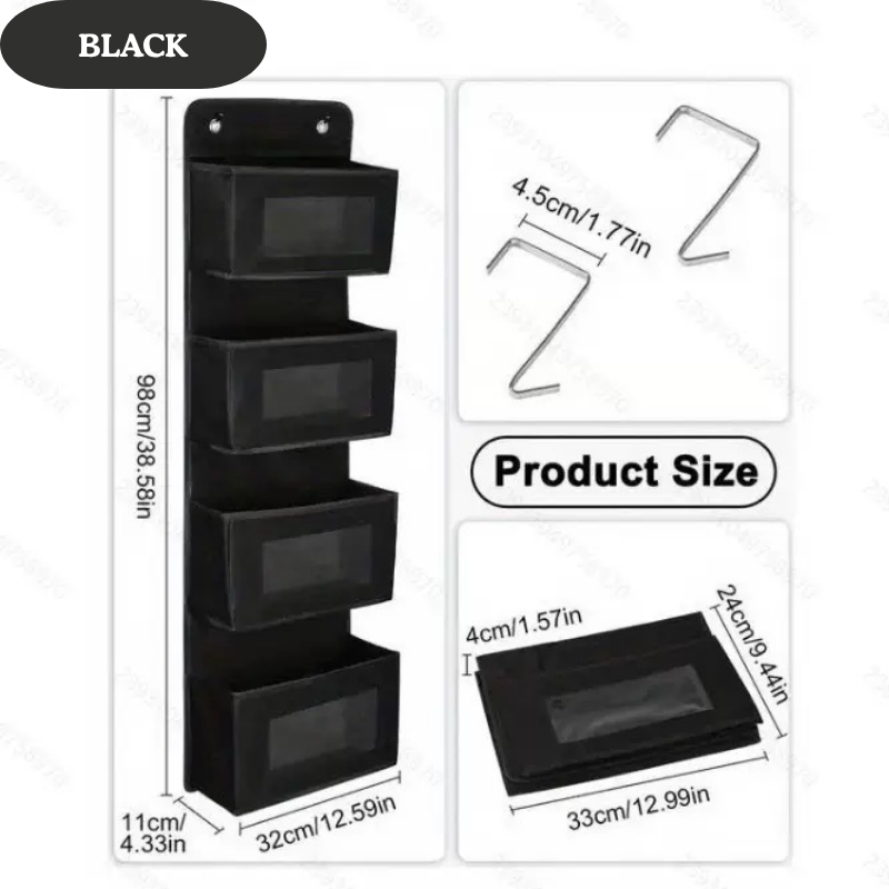 4-Tier Hanging Multi-Pocket Organizer – Wall & Closet Use