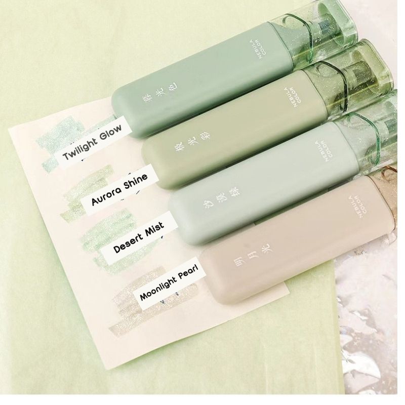 4-Color Glitter Marker Set – Nebula Glow Highlighters Green&Rose&Blue