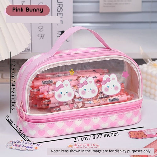 Cartoon Large-Capacity Pencil Pouch – Two-Layer Storage Organizer