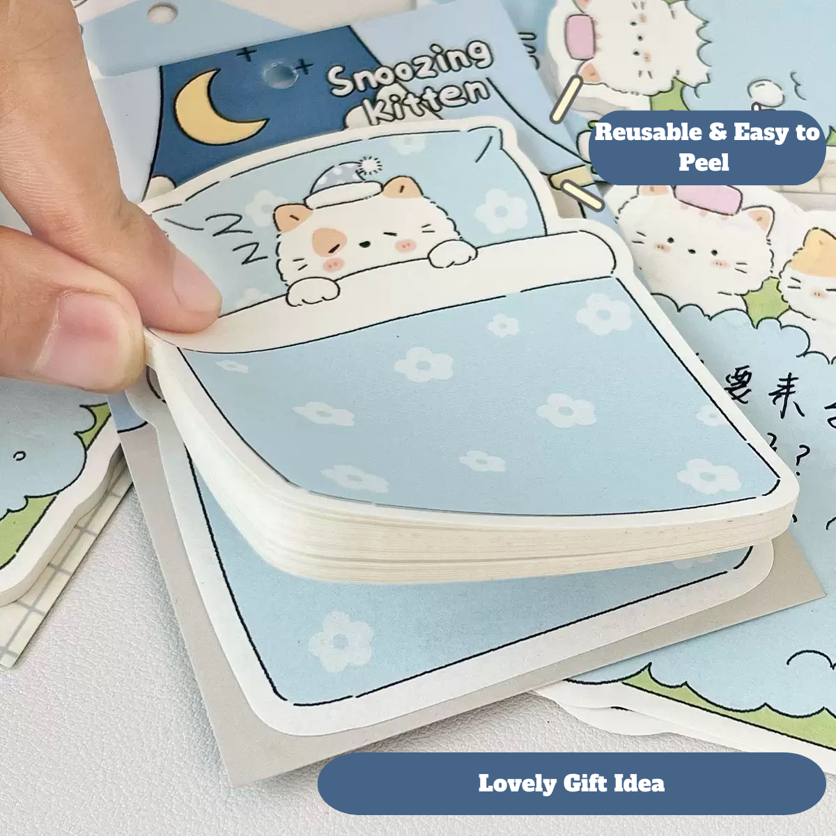 Cloud Kitten Shaped Sticky Notes – Cute Memo Pads