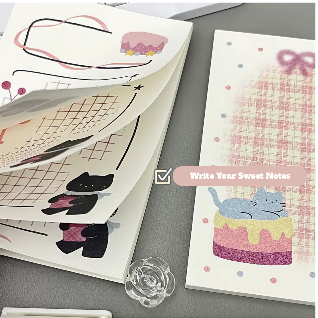 A7 Cake Cat Memo Pad – 4-Design Set