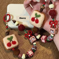 Warm Winter Felt Pendant – Handmade Biscuit & Cherry Bag Charm