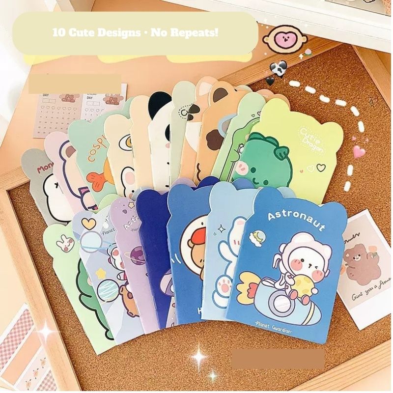Kawaii Mini Notebooks – 10-Pack Cartoon Random Set