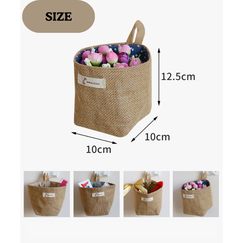 Mini Jute Hanging Storage Basket – Desktop & Wall Organizer