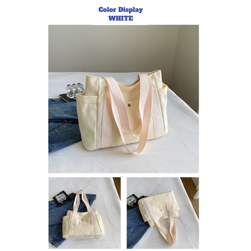 Large Capacity Canvas Shoulder Tote for Daily Commute