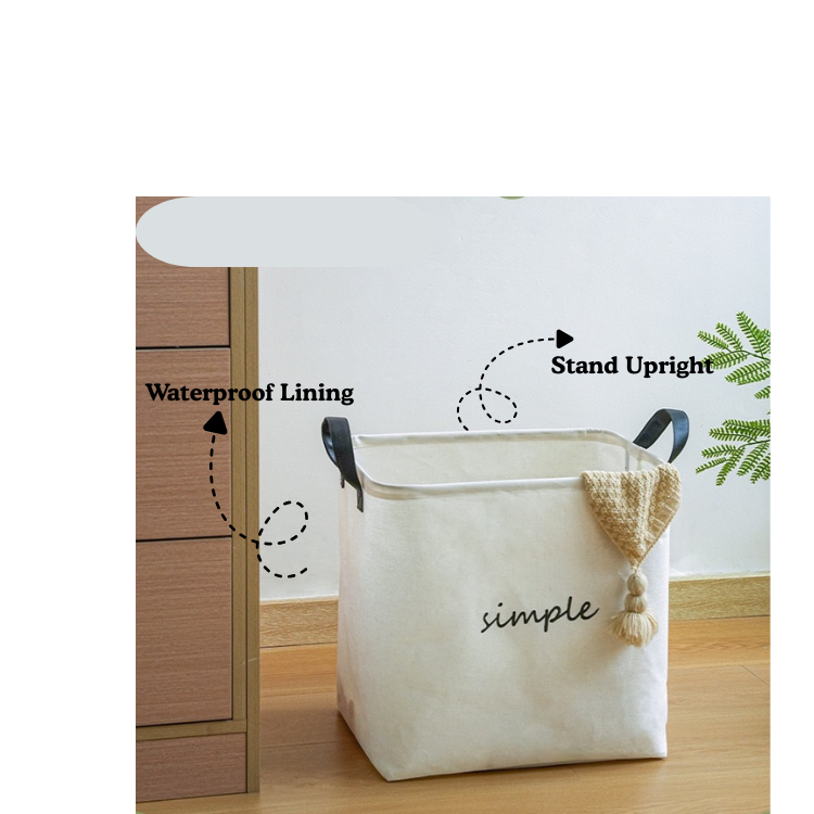 3pcs Cotton Linen Storage Basket Set – Foldable Waterproof Organizer Bins