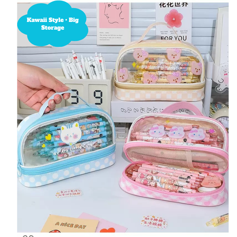 Cartoon Large-Capacity Pencil Pouch – Two-Layer Storage Organizer