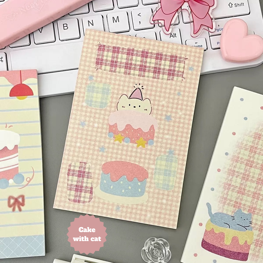 A7 Cake Cat Memo Pad – 4-Design Set
