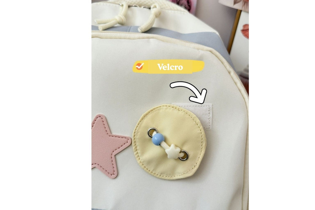 Large Capacity Kawaii Backpack – Laptop/Travel, White & Purple