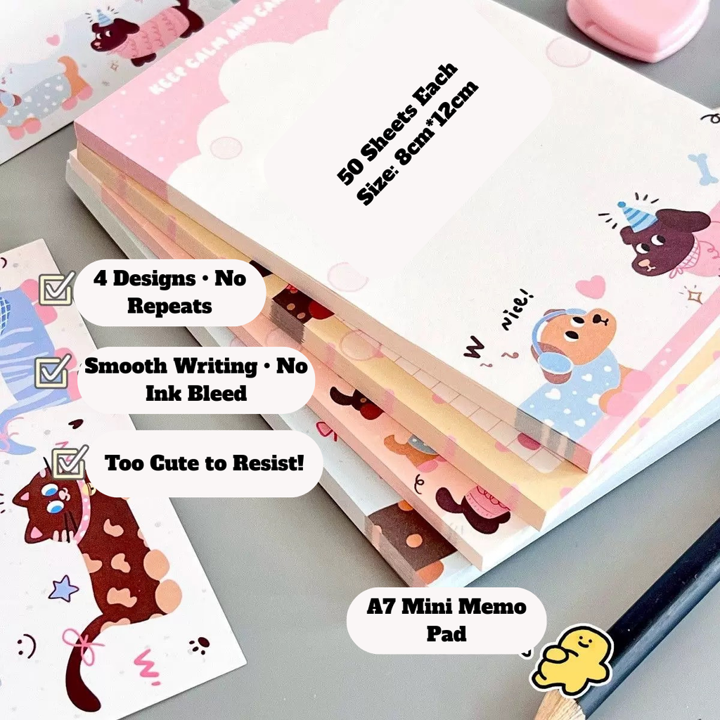 Cute Sausage Dog A7 Memo Pad Set – INS Style Mini Notebooks
