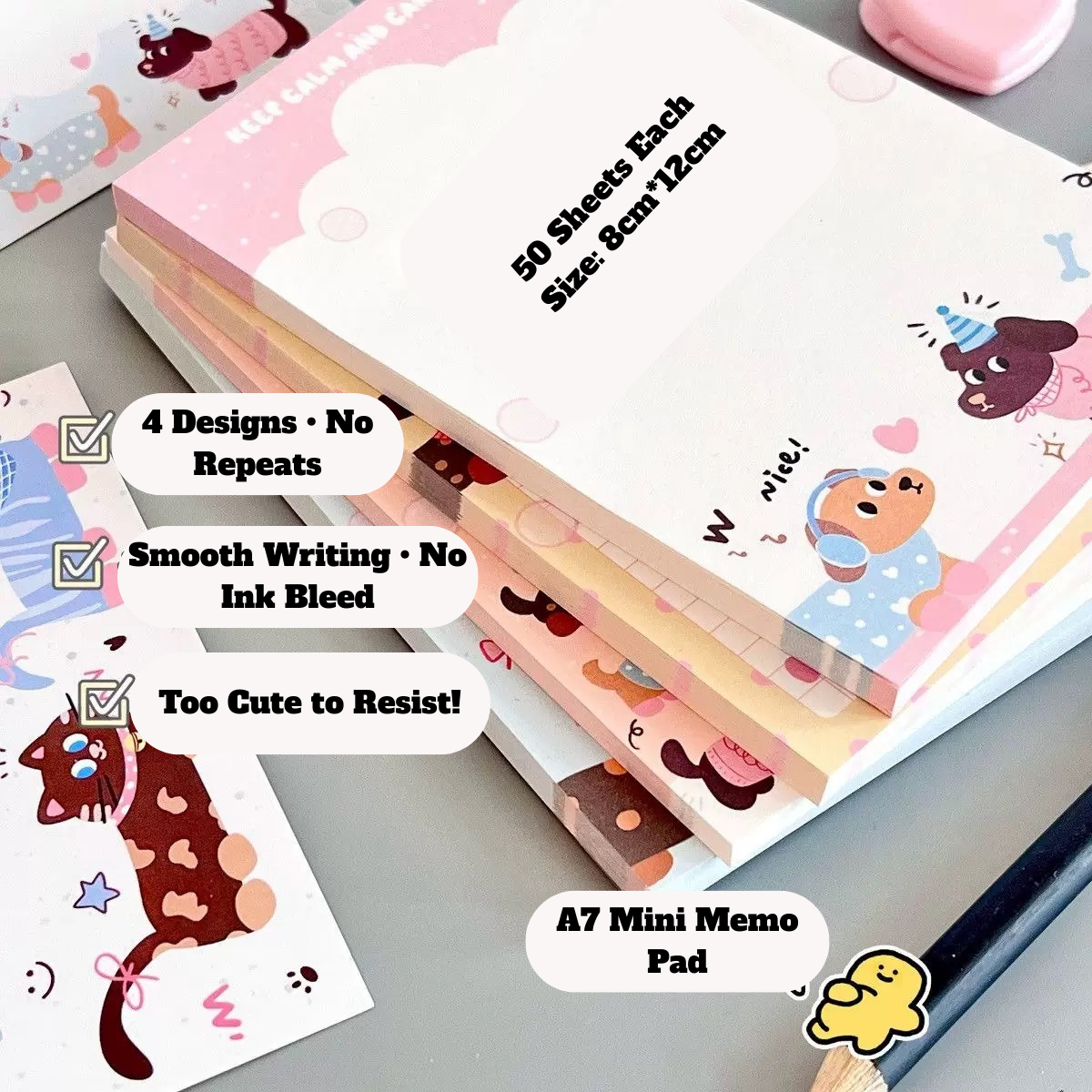 Cute Sausage Dog A7 Memo Pad Set – INS Style Mini Notebooks