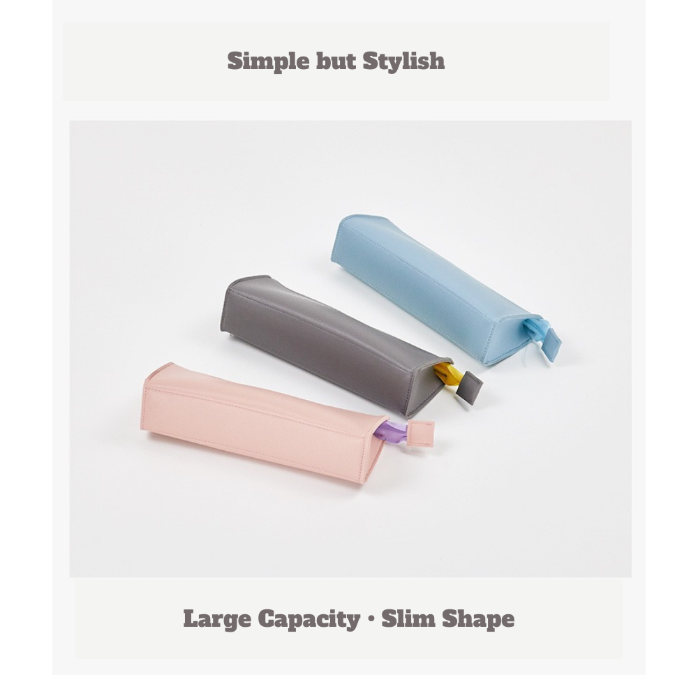 Simple PU Leather Pencil Bag – Lightweight Slim Stationery Case