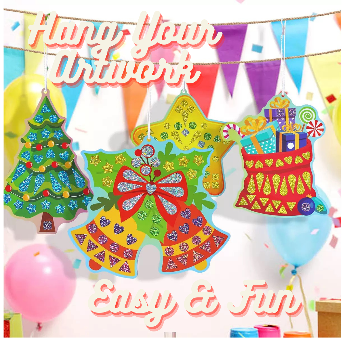 Mirror Mosaic Sticker Set – Glitter Shape Stickers with 10 Pattern Cards
