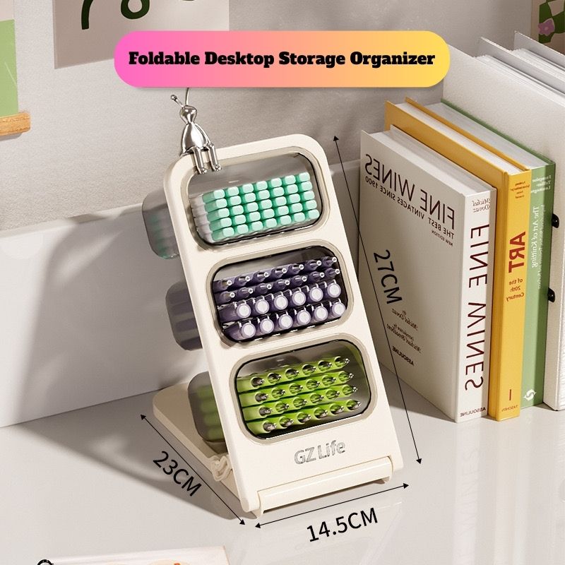 Foldable Tilted Pencil Holder – Transparent Compartments