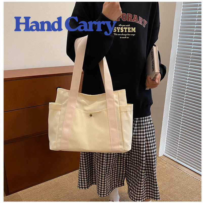 Large Capacity Canvas Shoulder Tote for Daily Commute