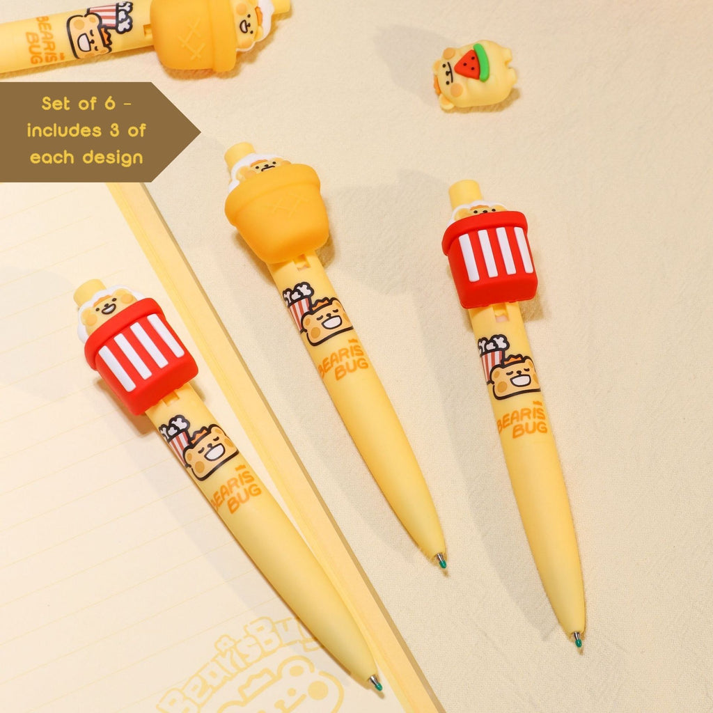 4-Pack Cute Click Bear Gel Pens - 0.5mm Black Ink