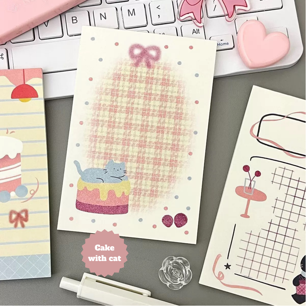 A7 Cake Cat Memo Pad – 4-Design Set