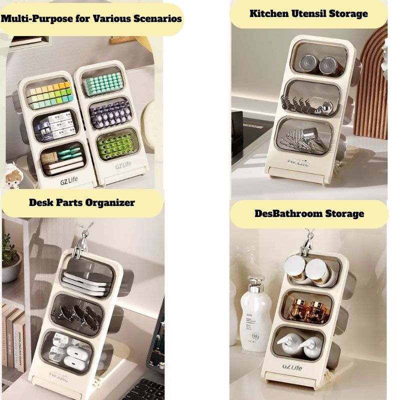 Foldable Tilted Pencil Holder – Transparent Compartments
