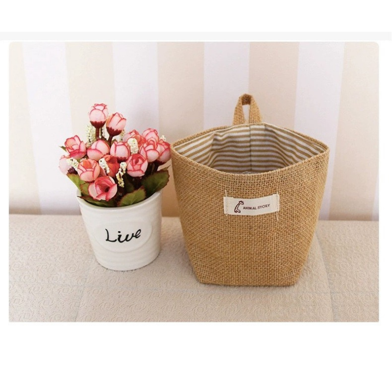 Mini Jute Hanging Storage Basket – Desktop & Wall Organizer