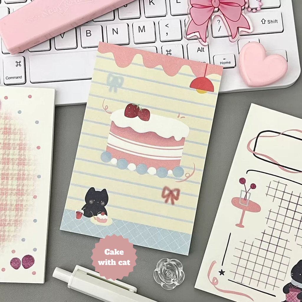 A7 Cake Cat Memo Pad – 4-Design Set