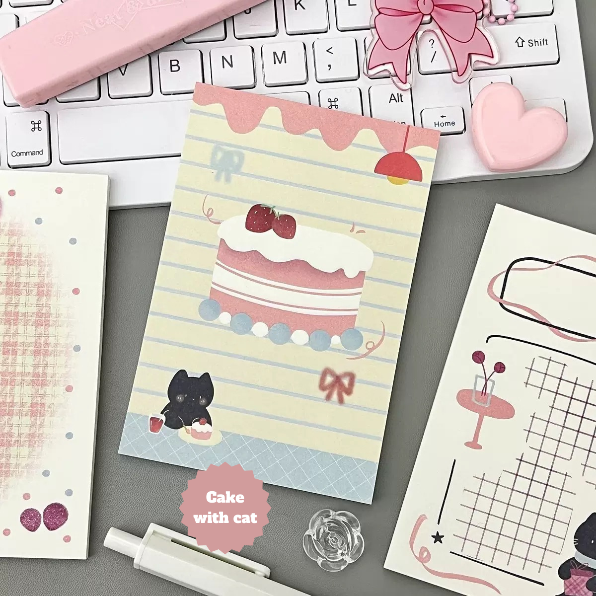 A7 Cake Cat Memo Pad – 4-Design Set