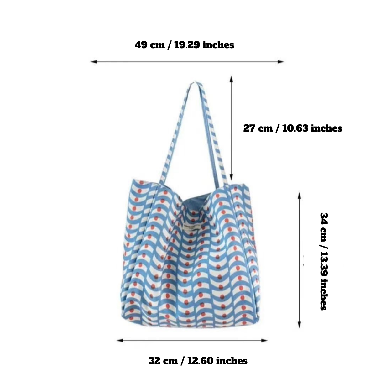 Reversible Wave Canvas Tote Bag – Large Capacity