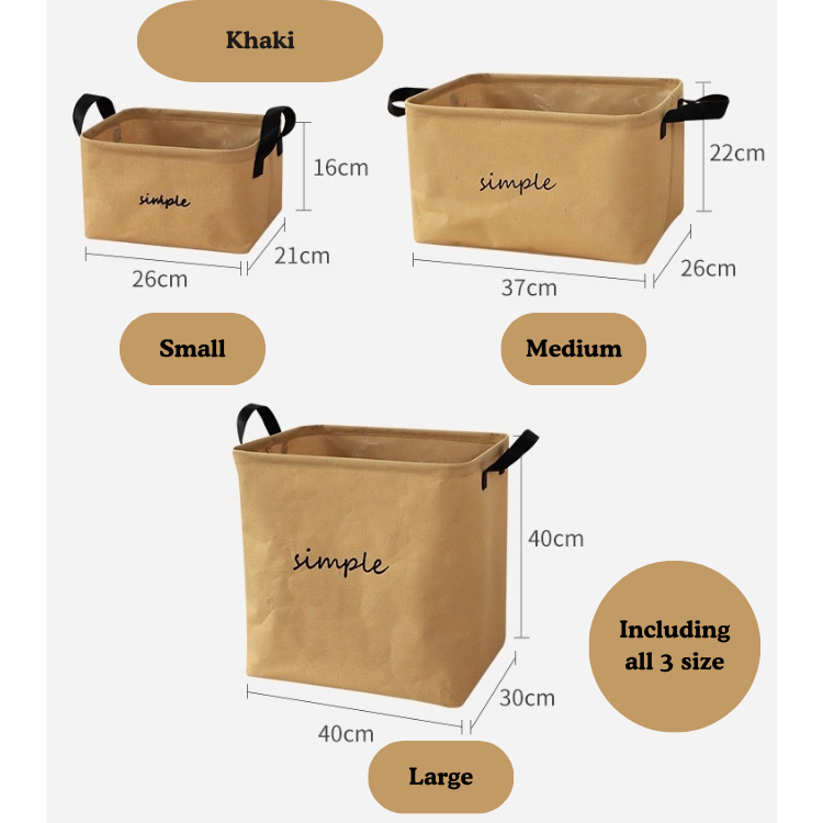 3pcs Cotton Linen Storage Basket Set – Foldable Waterproof Organizer Bins