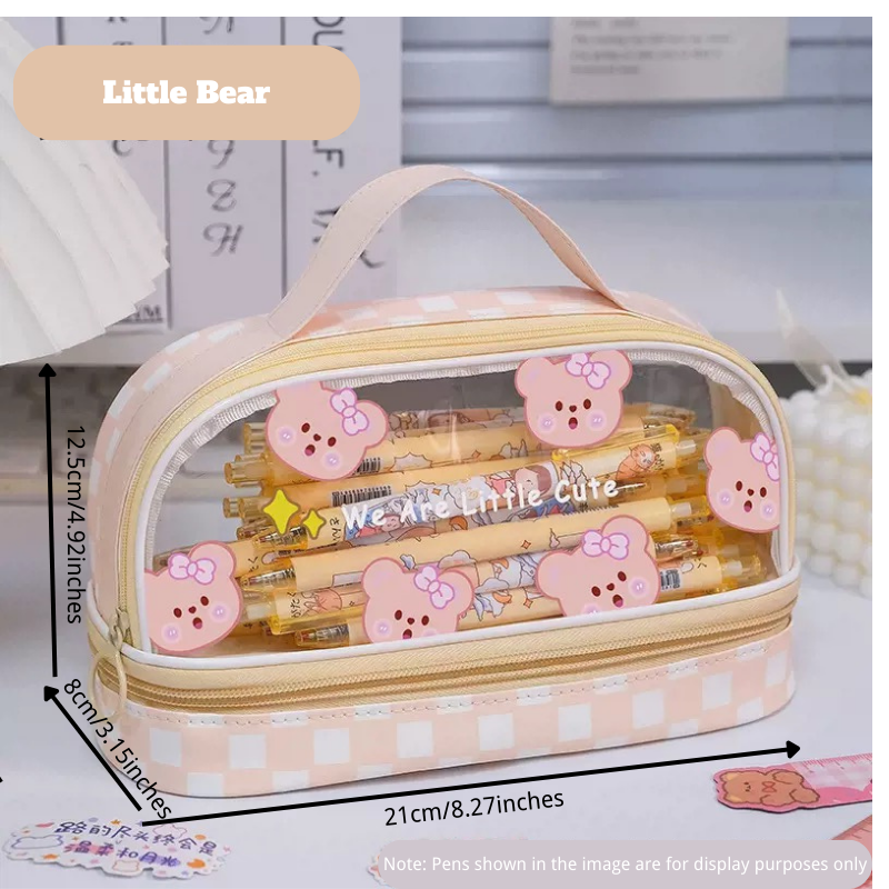 Cartoon Large-Capacity Pencil Pouch – Two-Layer Storage Organizer