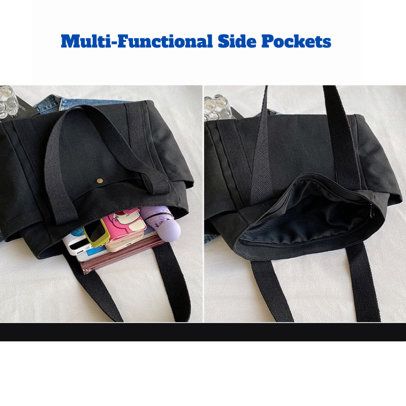 Large Capacity Canvas Shoulder Tote for Daily Commute