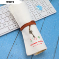 Vintage Linen Roll-Up Pencil Case – Minimalist Canvas Pen Pouch with Ties