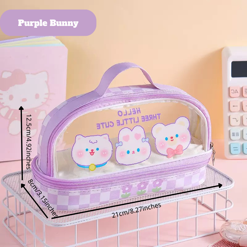 Cartoon Large-Capacity Pencil Pouch – Two-Layer Storage Organizer