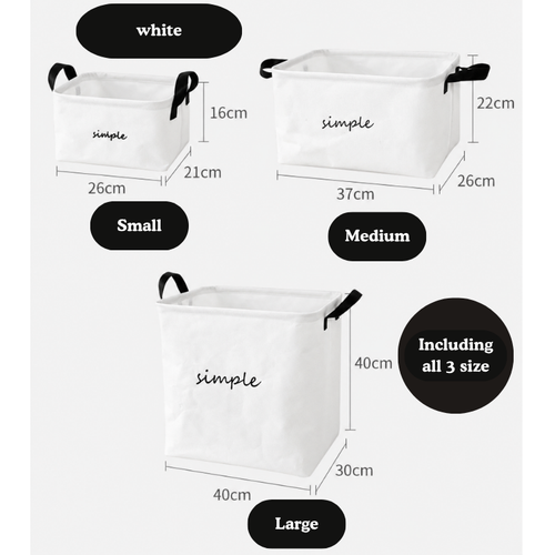 3pcs Cotton Linen Storage Basket Set – Foldable Waterproof Organizer Bins