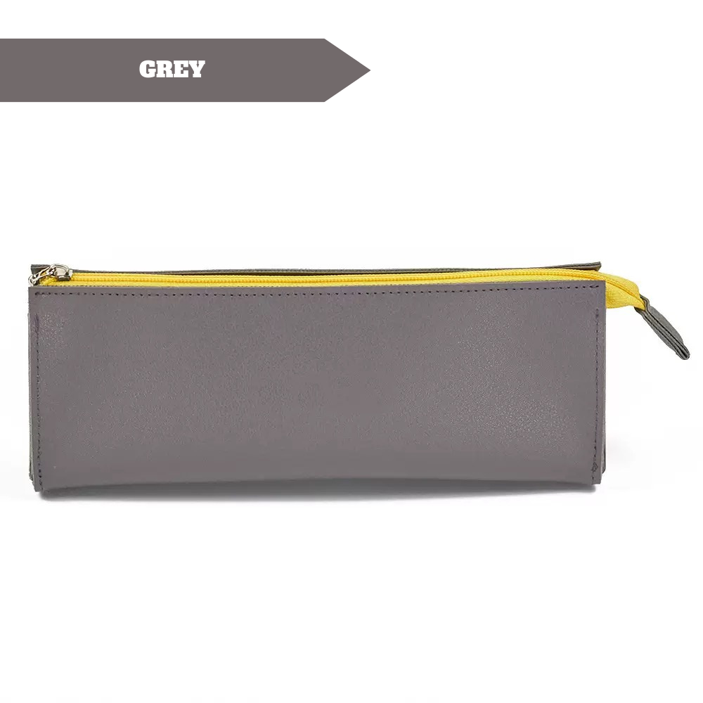 Simple PU Leather Pencil Bag – Lightweight Slim Stationery Case