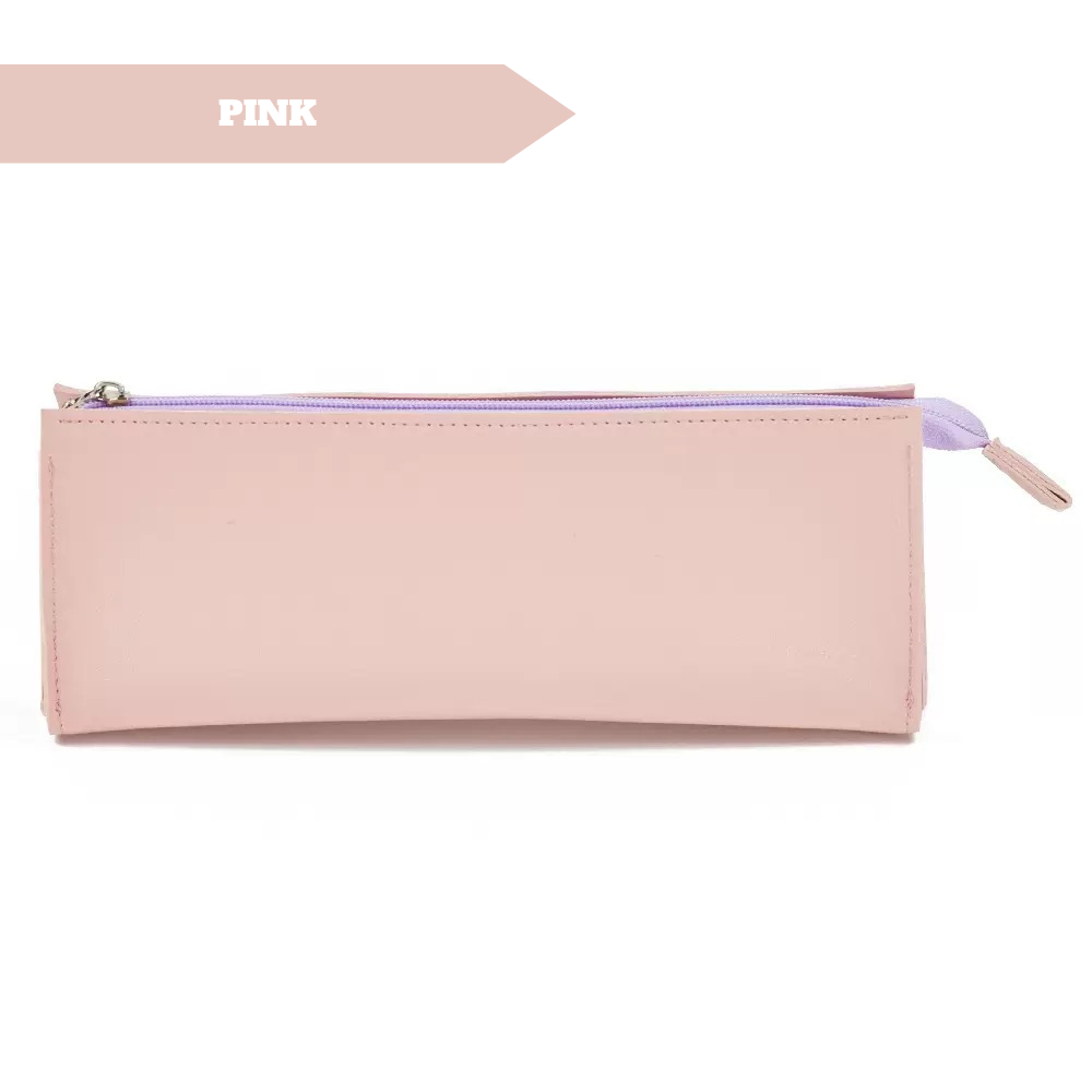 Simple PU Leather Pencil Bag – Lightweight Slim Stationery Case